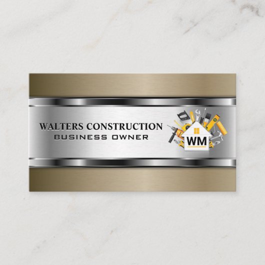 建築 | ホーム修復ツール | 工業用ロゴ 名刺 (正面)