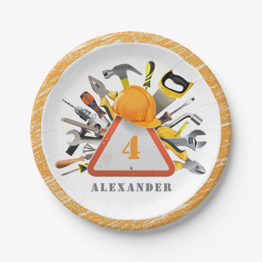 建築・ボーイ・ツールズ・バースデー・パーティー ペーパープレート