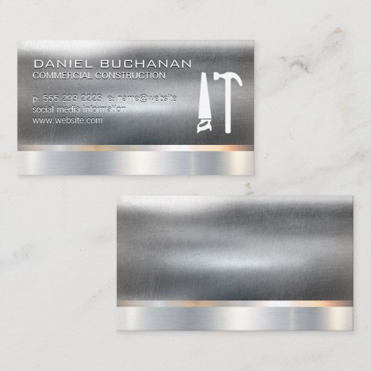 建築 |メタリック |ハンマー工具を見る 名刺 (正面/裏面)