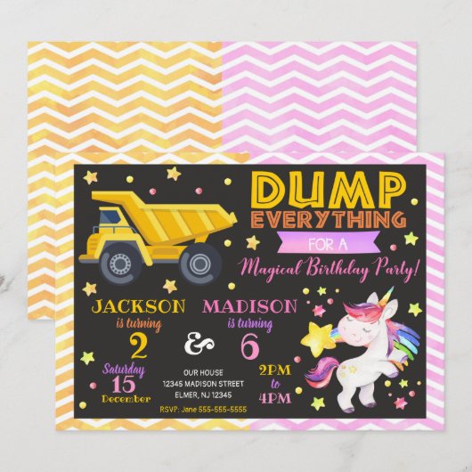 建築·ユニコーンジョイント誕生日招待状 招待状 (正面/裏面)