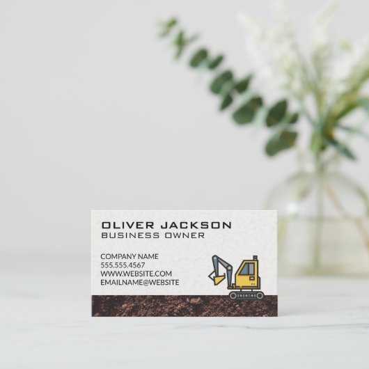 建築 | 掘削機 | 汚れ 名刺 (スタンド正面)
