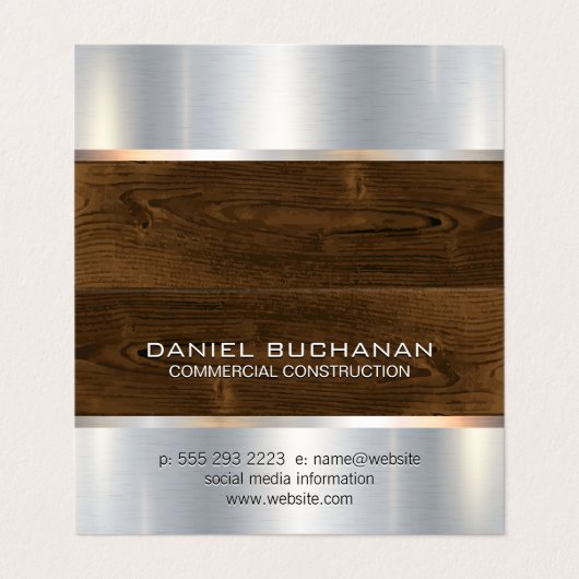 建築 | 木目メタリック背景 名刺 (外部フラット)