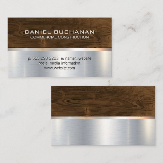 建築 | 木目メタリック背景 名刺 (正面/裏面)
