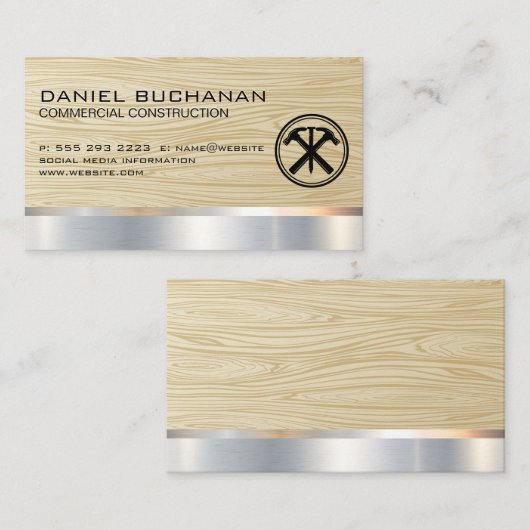 建築 |木目 |ハンマーと爪、 ネイル 名刺 (正面/裏面)