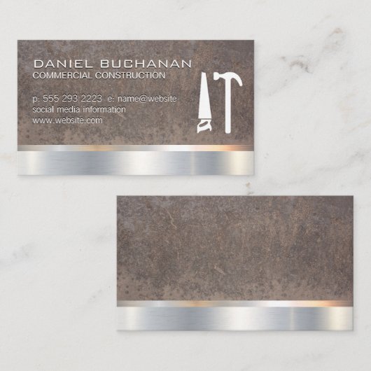 建築 | 金属(木材) | ソーハンマー | メタル 名刺 (正面/裏面)
