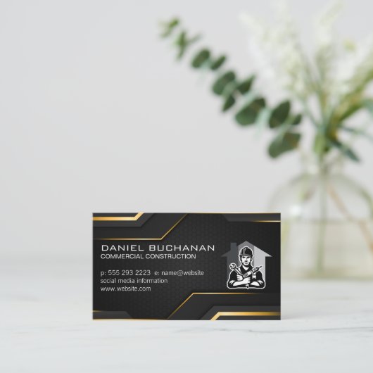 建築 | General Contractorロゴ 名刺 (スタンド正面)