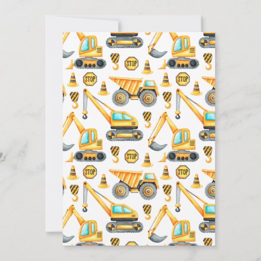 建築Dump Everything Truck 2nd誕生日 招待状 (裏面)