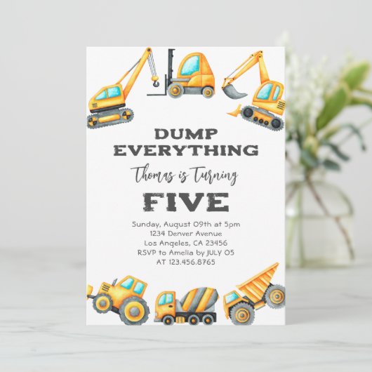 建築Dump Everything Truck 5th誕生日 招待状 (スタンド正面)