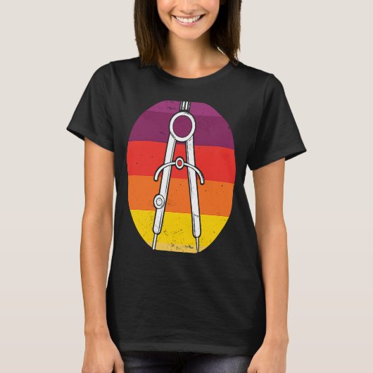 建築IコンパスIレトロ建築家 Tシャツ (正面)