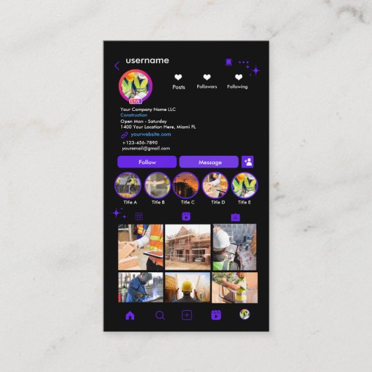 建築Instagram Violet QRコード 名刺 (正面)