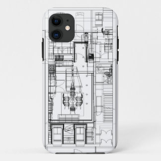 建築wireframeの電話箱 iPhone 11 ケース