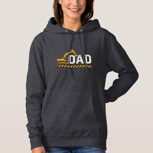 建設おやじ掘削機ビンテージTシャツデザイン_1 パーカ (正面)