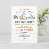 建設お誕生日おめでとう 5歳の誕生日 招待状 (スタンド正面)