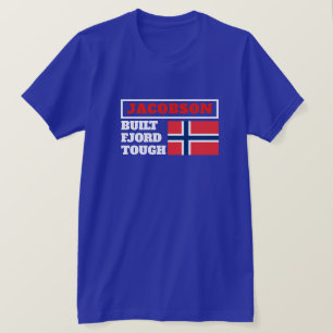 「建設されたフィヨルド・タフ」とノルウェー国旗 Tシャツ