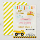 建設とプリンセスの共同パーティー招待状 招待状 (正面/裏面)