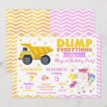 建設とユニコーンの共同誕生日招待状