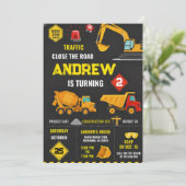 建設の誕生日パーティーテーマの誕生日 招待状 (スタンド正面)