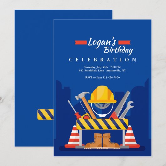 建設は僕のゲーム　誕生日 招待状 (正面/裏面)