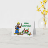 建設または道路建設のクリスマスカード カード (黄色い花)