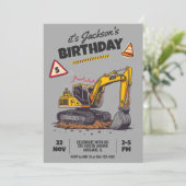 建設をテーマにした子供の誕生日パーティー 招待状 (スタンド正面)