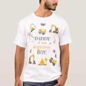 建設イエローテーマの男の子の誕生日パーティーのパパ Tシャツ (正面)