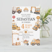 建設イエローブラック3歳の誕生日 招待状 (スタンド正面)