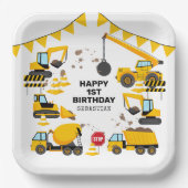 建設キッズの誕生日パーティー ペーパープレート (正面)