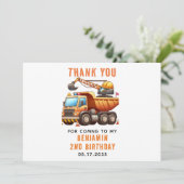 建設クルーのダンプトラック 2歳の誕生日 サンキューカード (スタンド正面)
