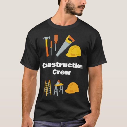 建設クルーの工具グラフィック Tシャツ (正面)