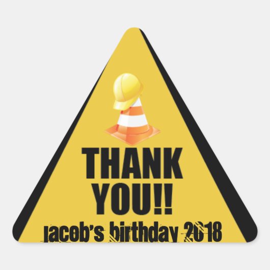 建設サンキューステッカー 三角形シール (正面)