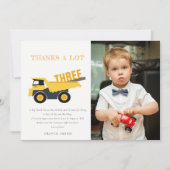 建設ダンプトラックの写真 誕生日どんな年齢でも サンキューカード (正面)