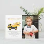 建設ダンプトラックの写真 誕生日どんな年齢でも サンキューカード (スタンド正面)