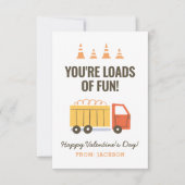 建設ダンプトラックの子供用バレンタインカード ノートカード (正面)