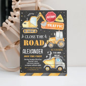 建設ダンプトラックの誕生日パーティー招待状 招待状