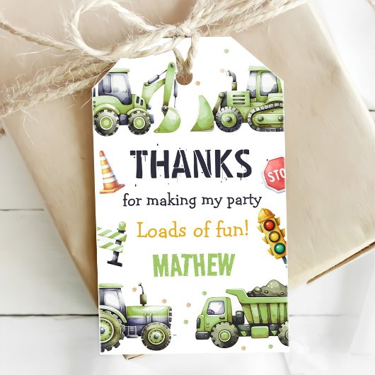 建設ダンプトラックショベル 1歳の誕生日 ギフトタグ