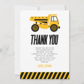 建設ダンプトラックブルドーザー誕生日パーティー サンキューカード (正面)