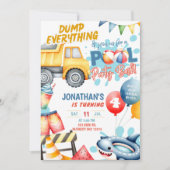 建設ダンプトラックプール誕生日パーティー 招待状 (正面)