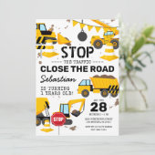 建設ダンプトラック子供の誕生日パーティー 招待状 (スタンド正面)