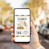 建設ダンプトラック少年誕生日招待状 招待状