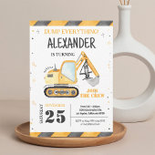 建設ダンプトラック少年誕生日招待状 招待状