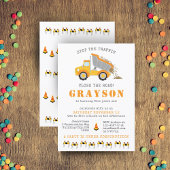 建設ダンプトラック男子ショベルパーティ写真 招待状