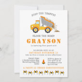 建設ダンプトラック男子ディガー パーティーの写真 招待状 (正面)