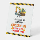 建設ダンプトラック 1歳の誕生日パーティー 台座サイン (正面)