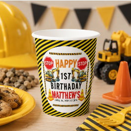 建設ダンプトラック 1歳の誕生日パーティー 紙コップ