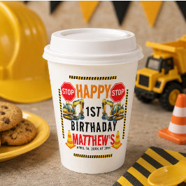 建設ダンプトラック 1歳の誕生日パーティー 紙コップ