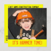 建設ツールテーマの誕生日招待状 招待状 (正面/裏面)