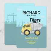 建設テーマのかわいい子供の誕生日パーティー招待状 招待状 (正面/裏面)