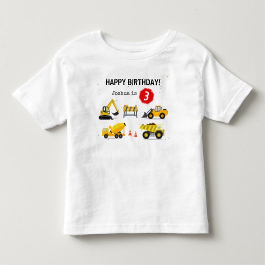 建設テーマのダンプトラック 子供の誕生日 トドラーTシャツ (正面)