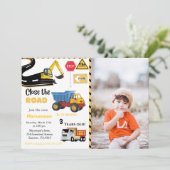 建設テーマの男の子の誕生日パーティー　ダンプトラックＩ 招待状 (スタンド正面)