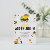 建設テーマの3歳誕生日招待状 ダーティ3 招待状 (スタンド正面)